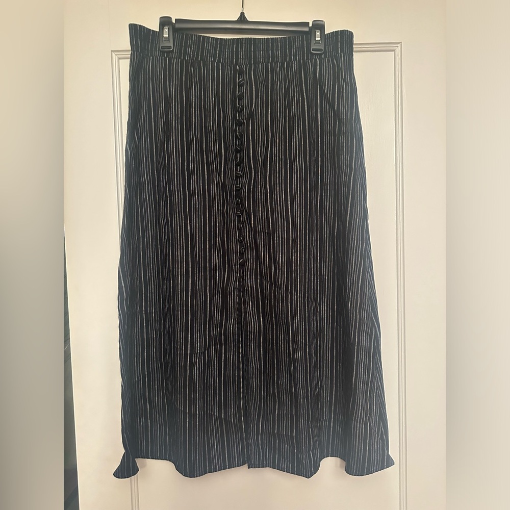 Loft Striped Midi Skirt M